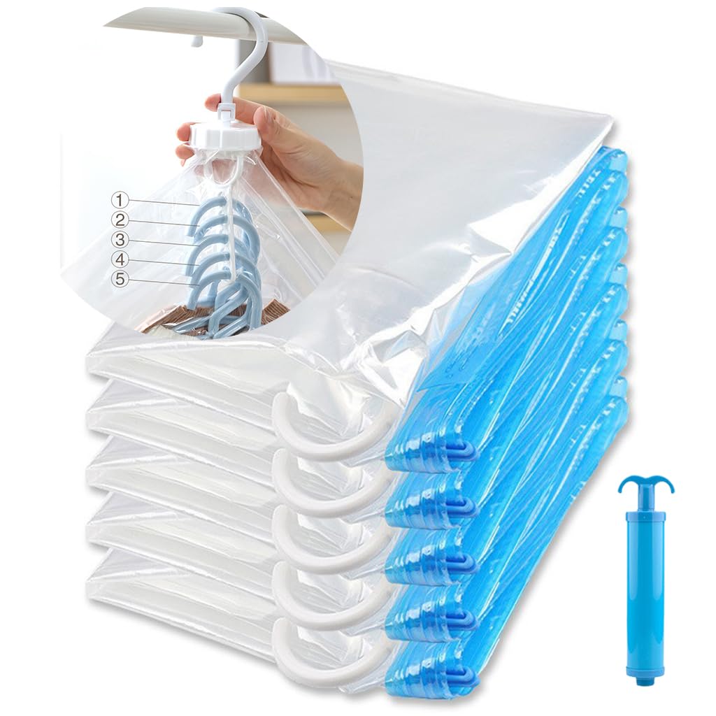 HASTHIP 4Pcs Hanging Vacuum Storage Bags for Clothes - 41''& 57'' Long Dustproof Wardrobes Vacuum Clothes Bags, Space Saving Vacuum Storage Bags (27.5 inches width) HASTHIP 4Pcs Hanging Vacuum Storage Bags for Clothes - 41''& 57'' Long Dustproof Wardrobes Vacuum Clothes Bags, Space Saving Vacuum Storage Bags (27.5 inches width)